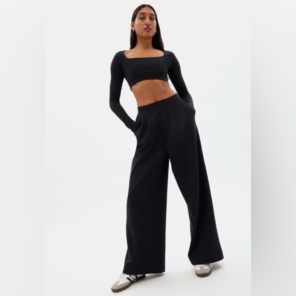 Girlfriend Collective Black Luxe Wide Leg Pants